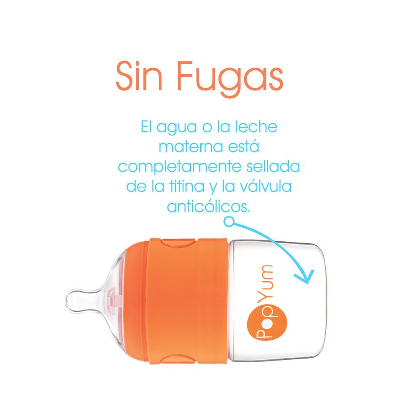Biberón Anticólico para Bebé para Mezclar Fórmula 3 pzas Color Naranja (9oz / 260ml)