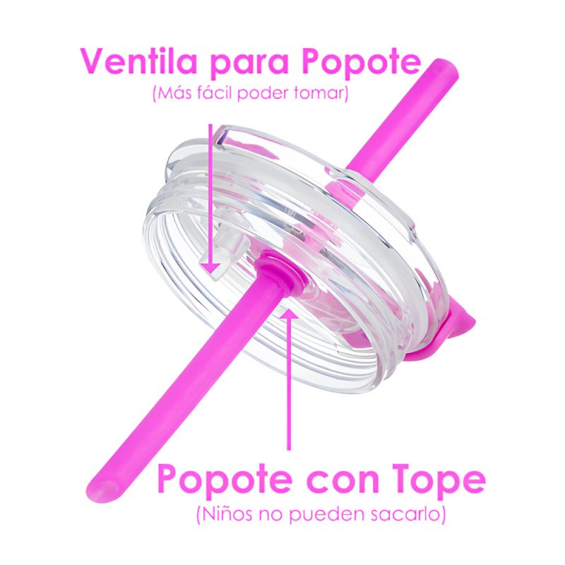 Set de 2 Vasos Térmicos Infantiles de Acero Inoxidable con Tapa y Popote, Rosa-Azul (9oz / 260ml)